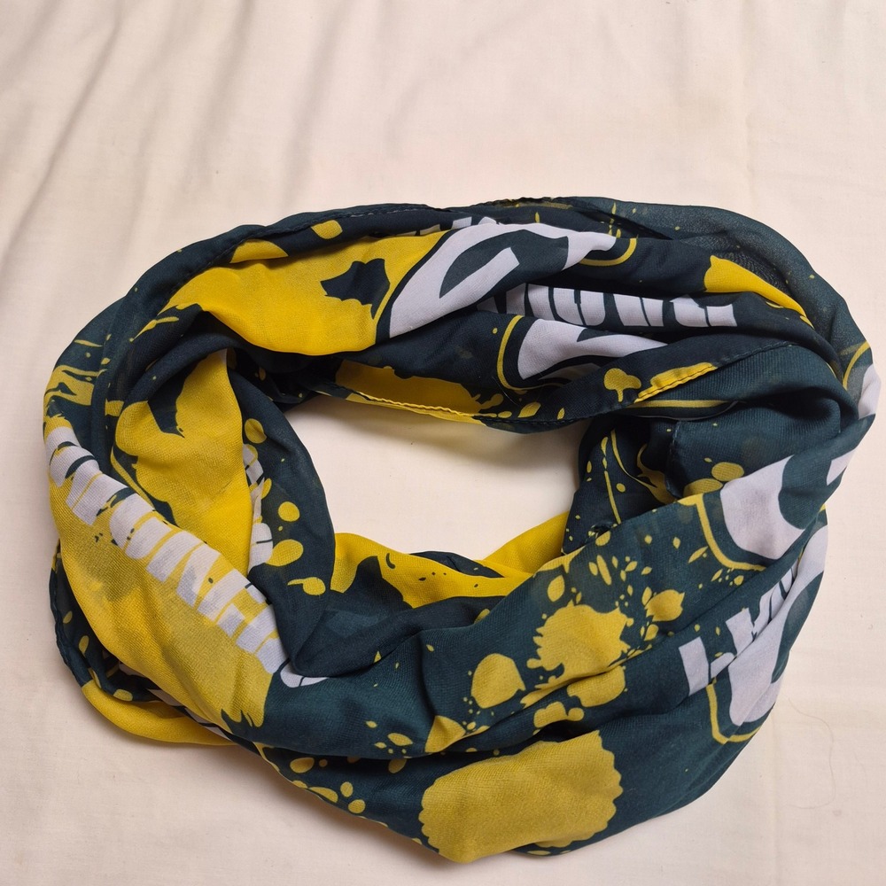 NFL Green Bay Packers Infinity Scarf Green Yellow Paint Splatter Logo Loop Scarf